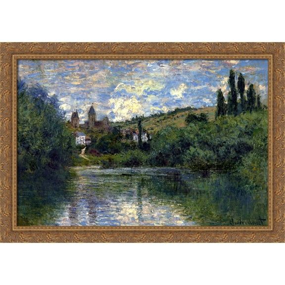 Vetheuil 40x28 Large Gold Ornate Wood Framed Canvas Art by Claude Monet