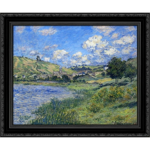 Vetheuil, Paysage 24x20 Black Ornate Wood Framed Canvas Art by Monet, Claude