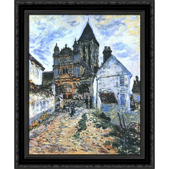 Vetheuil, The Church 20x20 Black Ornate Wood Framed Canvas Art by Monet, Claude