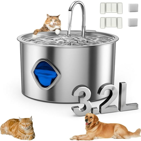 for Vetiflow Dog Bowl, Dog Water Fountain,3.2l Filtered Water Bowl,Stainless Steel Easy to Clean,Watering Systems Quadruple Purification,Suitable for Dogs/Cats (A+Individual Filter cartridges