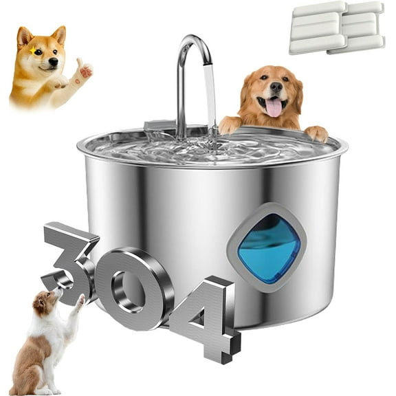 Vetiflow Dog Bowl, Dog Water Fountain, Quad-Purification System with Continuous Circulating Water Flow, Quiet Operation with a Large 3.2-Liter Capacity, Suitable for Dogs/Cats
