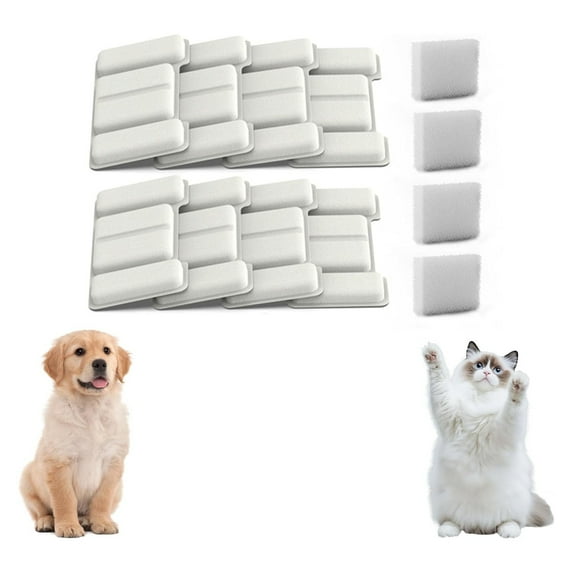 Vetiflow Dog Bowl Filters and Sponge, Suitable for Dogs/Cats (8 Filters + 4 Sponge)