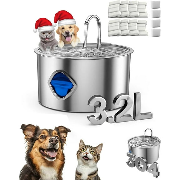 Vetiflow Dog Water Bowl 108oz/3.2L, Indoor Pet Water Fountain for Dogs & Cats, Automatic Drinking Dispenser with Large Capacity & Whisper-Quiet Flow