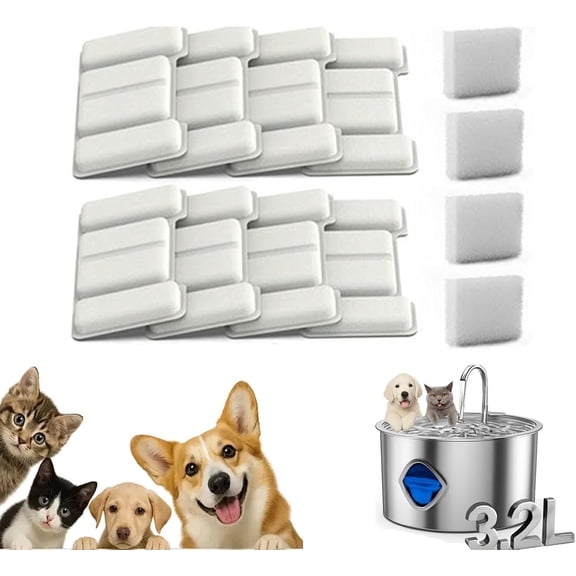 Vetiflow Stainless Steel Pet Water Fountain, 3.2L Large Capacity Automatic Water Dispenser with Quadruple Filtration, Ultra Quiet Drinking Bowl for Dogs and Cats