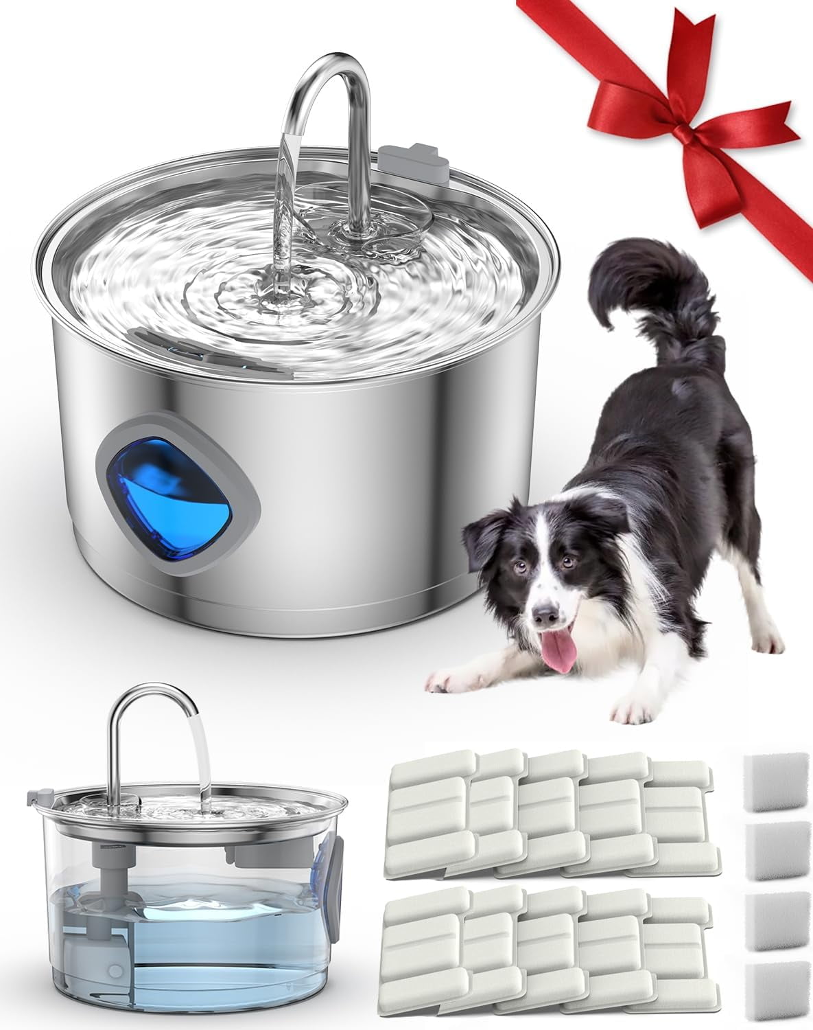 Vetiflow - Vetiflow Water Bowl, Set It Once - Fresh Water 24/7, 100% Safe for All Dogs, Vetiflow Dog Bowl with Always Clean, Never Slimy, 108oz Stainless Steel Water Fountain