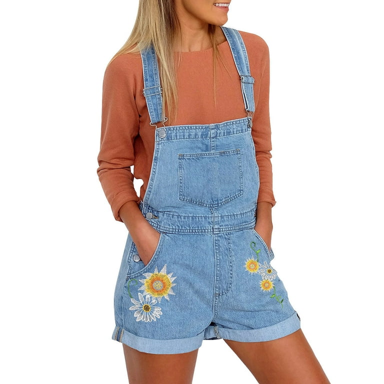 Jean short shop overalls womens
