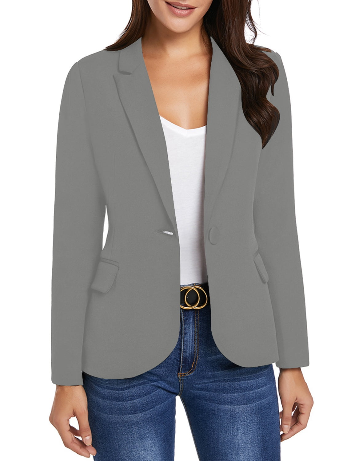 Vetinee Womens Business Work Office Blazer Back Slit Jacket with One ...