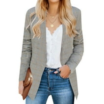 Eytino Womens Pocketed Office Blazers Open Front Cardigans Jacket Work ...