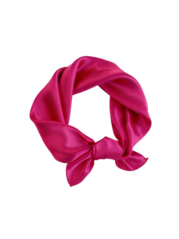 Women Satin Small Square Scarf, Solid Fuchsia Multi-use Neckerchief Soft Lightweight Headband Neck Wrap Bandana for Women Daily Office Party Travel,Vermilion