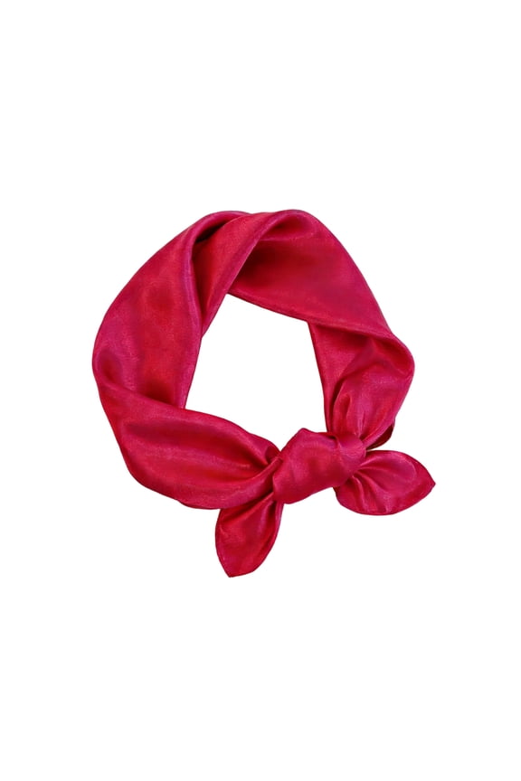 Women Satin Small Square Scarf, Solid Fuchsia Multi-use Neckerchief Soft Lightweight Headband Neck Wrap Bandana for Women Daily Office Party Travel,Hot Pink