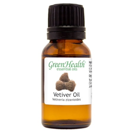 Vetiver Essential Oil - 1/2 fl oz (15 ml) Glass Bottle w/ Euro Dropper - 100% Pure Essential Oil by GreenHealth