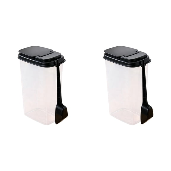 Nallwabiu2-Piece Airtight Food-Grade Plastic Kitchen Storage Containers with Measuring Cup -Measures 22×13.9×9.6cm (8.66×5.47×3.77in),Cereal Jars for Rice, Millet, Soybeans, Dry Grains