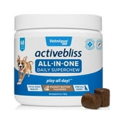Vetnique Labs Activebliss Daily Vitamin Super Chew with MegaShroom Blend Peanut Butter Flavor, 60ct Chews