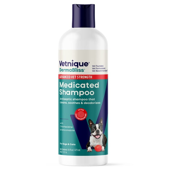 Vetnique DermaBliss Medicated Antiseptic Dog Shampoo with Chlorhexidine, 16oz