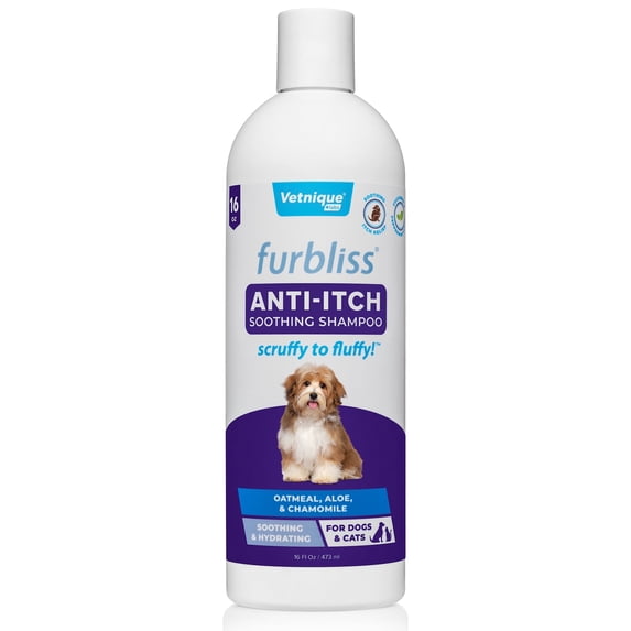 Vetnique Labs Furbliss Anti-Itch Dog Shampoo for Dogs & Cats, with Itchy Skin, 16oz