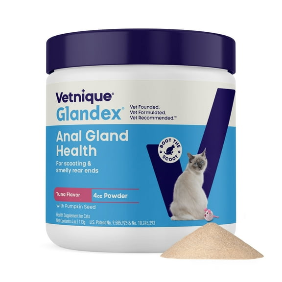 Vetnique Glandex Feline Anal Gland Powder with Probiotics for Cats, Tuna Flavored, 4 oz.