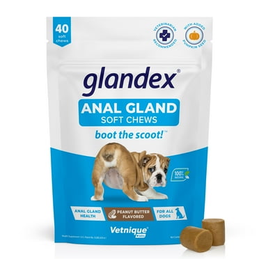 Vetnique Labs Glandex Digestive Health Anal Soft Chews for Dogs, Peanut Butter Flavored, 40 Count