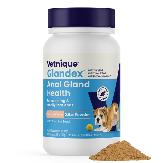 Vetnique Glandex for Dogs Anal Gland & Digestive Support Powder, Vegan Salmon, 2.5 oz