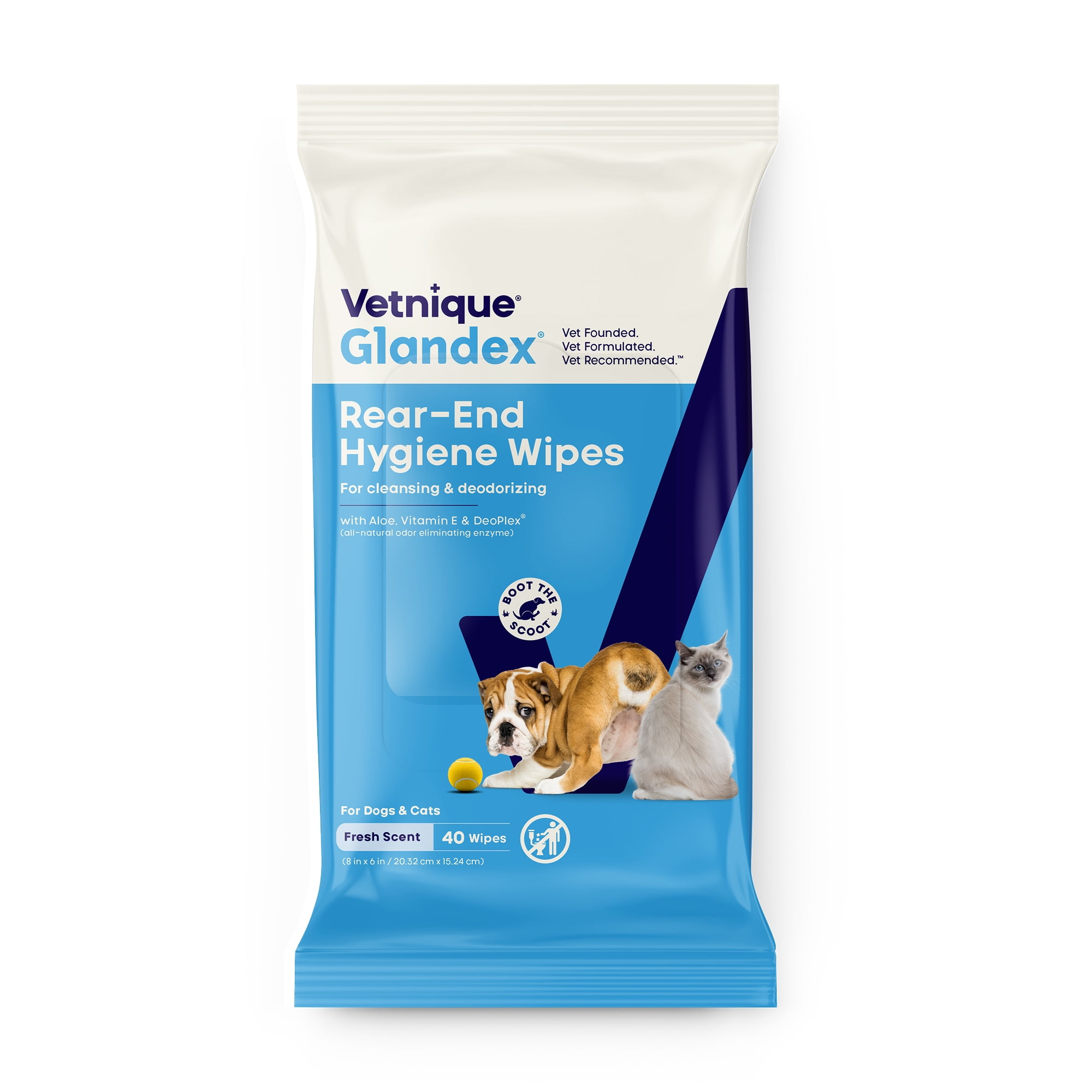Vetnique Labs Glandex Pet Wipes, Fresh Scent, for Dogs Cats, 40