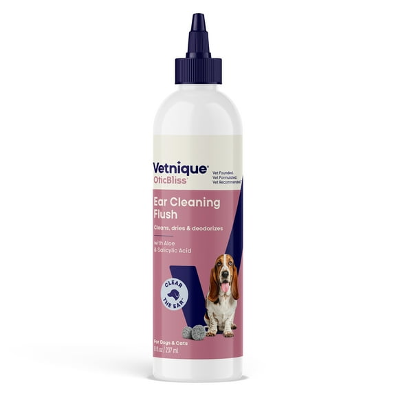 Vetnique OticBliss Dog & Cat Ear Cleaning Flush for Soothing Ear Wax Removal, 4 oz
