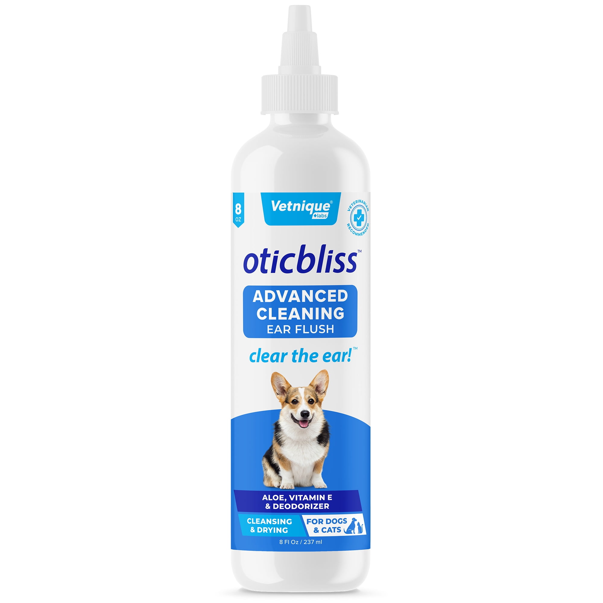 Vetnique Labs Oticbliss Advanced Cleaning Ear Flush for Dogs & Cats with Odor Control Clear