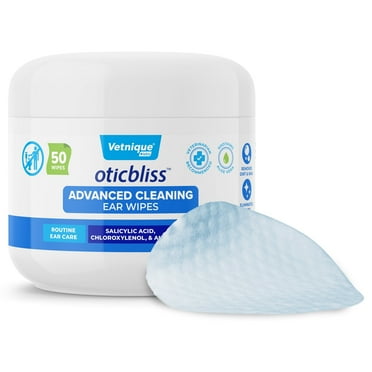 Vetnique Labs Oticbliss Advanced Ear Cleanser Wipes, for All Dogs and Cats, 50 Count