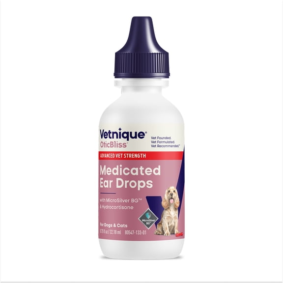 Vetnique Labs Oticbliss Vet Strength Ear Drops, for Dogs & Cats, 0.75 oz