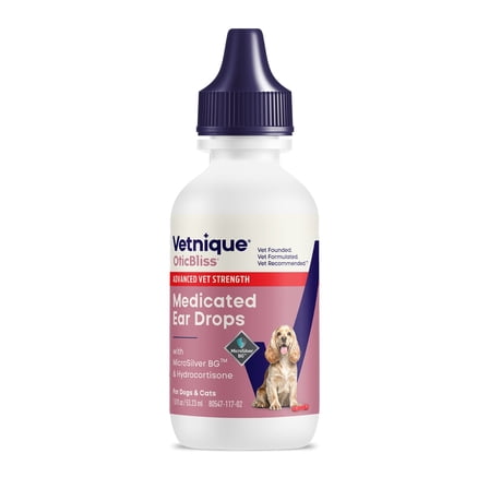 Vetnique OticBliss Advanced Vet Strength Medicated Ear Drops for Dog Ear Infections 1.8 oz
