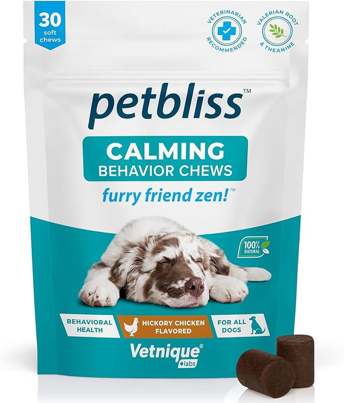 Vetnique Labs Petbliss Dog Calming Chews Anxiety Relief Treats for