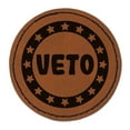 thumbnail image 1 of Veto Circle with Stars 2.5" Faux Leather Round Engraved Iron-On Patch - Brown, 1 of 6
