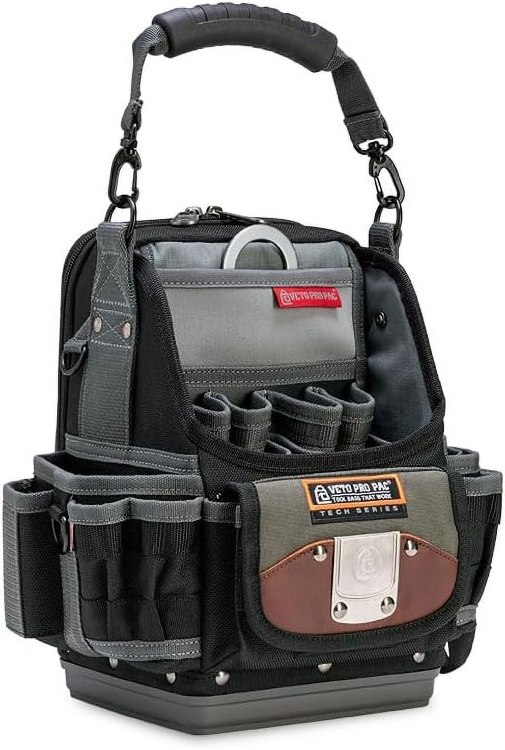 Gray and Black Hybrid Tool and Meter Bag with Multiple Pockets