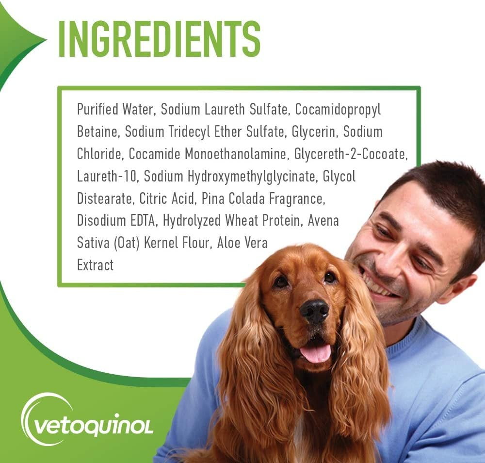 Vetoquinol Aloe Oatmeal Shampoo Gentle Moisturizing Formula with Coconut Scent for Dogs Cats 16oz