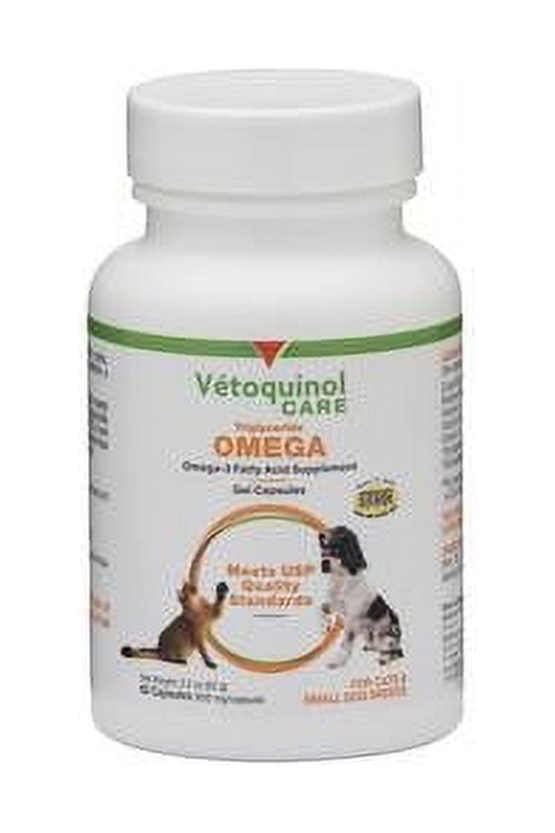 Vetoquinol Care Triglyceride Omega Supplement for Cats & Small Dog Breeds (60 Capsules