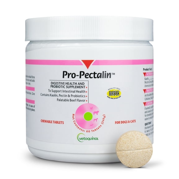 Vetoquinol Pro-Pectalin Chewable Tablets for Dogs & Cats with Kaolin and Pectin