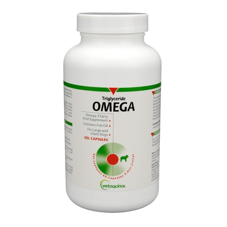 Vetoquinol Triglyceride Omega 3 Supplement for Large Dogs, Dog Fish Oil Supplement with EPA and DHA, Promotes Skin, Coat, Joint, and Immune Health, Omega 3 Fish Oil for Dogs 60lbs or More, 60ct