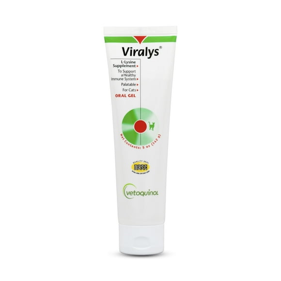 Vetoquinol Viralys Gel L-Lysine Supplement for Cats, 5oz - Cats & Kittens of All Ages - Immune Health - Sneezing, Runny Nose, Squinting, Watery Eyes - Palatable Maple Flavor Lysine Gel C45