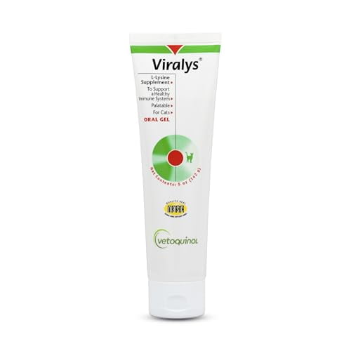 Vetoquinol Viralys Gel L-Lysine Supplement for Cats, 5oz - Cats & Kittens of All Ages - Immune Health - Sneezing, Runny Nose, Squinting, Watery Eyes - Palatable Maple Flavor Lysine Gel