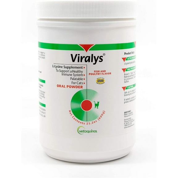 Vetoquinol Viralys L-Lysine Supplement for Cats - Cats & Kittens of All Ages - Immune Health - Sneezing, Runny Nose, Squinting, Watery Eyes - Flavored Lysine Powder - 300gm