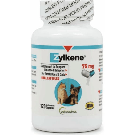 Vetoquinol Zylkene Calming Capsules For Dogs & Cats- 75mg, 120 Capsules