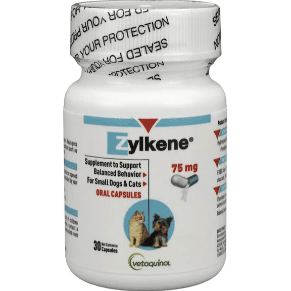 Vetoquinol Zylkene Calming Capsules For Dogs & Cats- 75mg, 30 Capsules