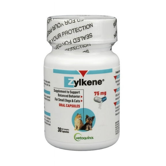 Vetoquinol Zylkene Calming Behavior Support Supplement, Helps Promote Relaxation and Reduce External Stress Factors, Daily Behavioral Support and Anxiety Relief, Dog or Cat, 11-22lbs, 75mg, 30ct