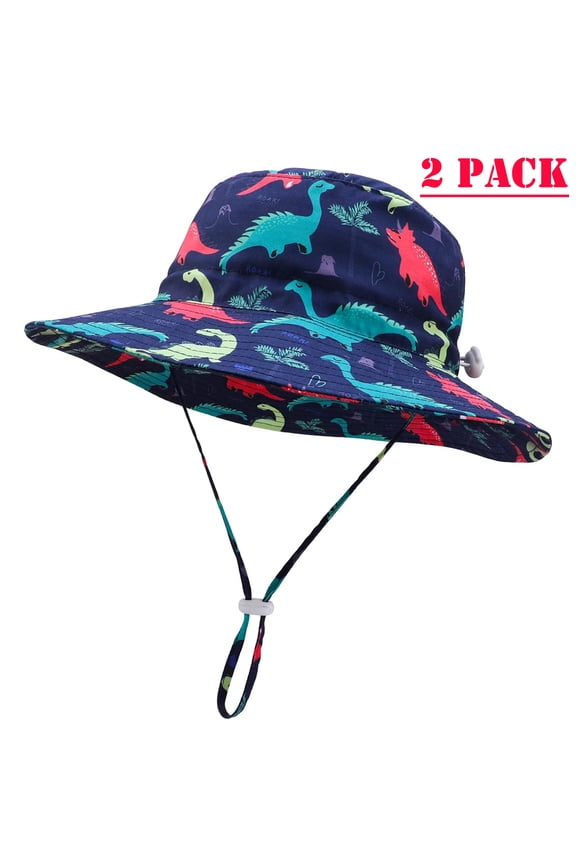 2 Pack Kids' Bucket Hat, Child UPF50 Sun Protection Cap Foldable Baby Bucket Hat Sun Hat for Baby Boys Girls 2 to 4 Years