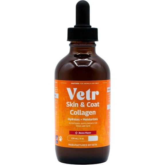 Vetr Skin & Coat Collagen for Dogs, Bacon Flavored Liquid Supplement, 4 oz (120mL), Vet-Formulated USA