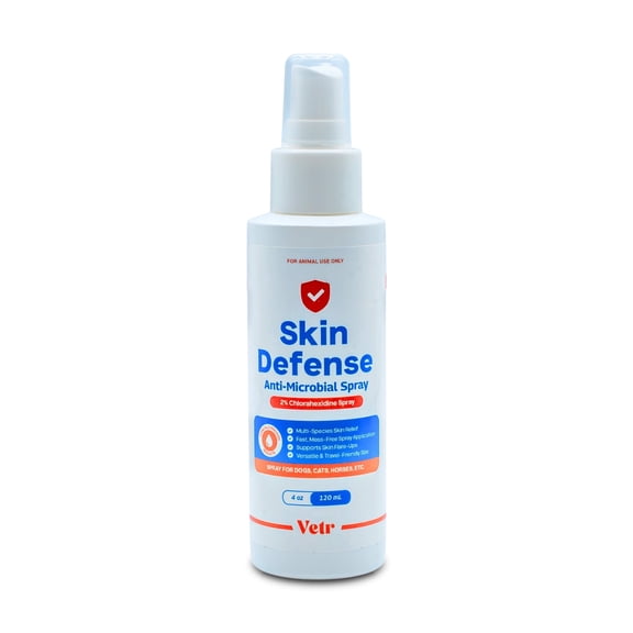 Vetr Skin Defense Anti-Microbial Spray for Dogs & Cats, 2% Chlorhexidine, 120 mL