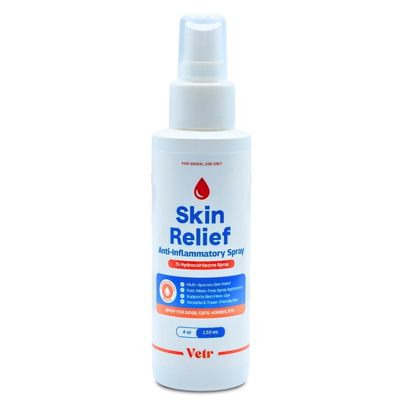 Vetr Skin Relief Spray for Dogs, Cats and Horses, 1% Hydrocortisone, 4 oz (120 mL)