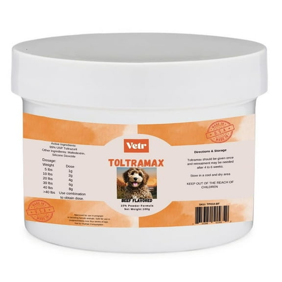 Vetr's Toltramax Powder for Horses, Dogs, Cats, 100g (10.0%, Beef)