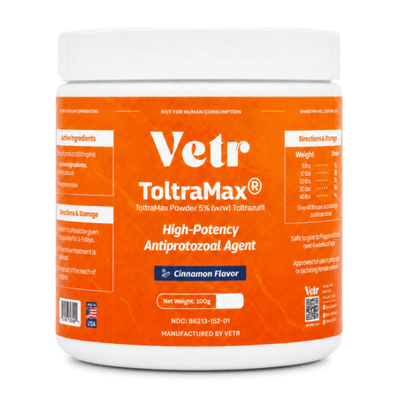 Vetr Toltramax 5% Oral Powder for Horses, Dogs, & Cats, Cinnamon Flavor, Easy-to-Measure, 100 g