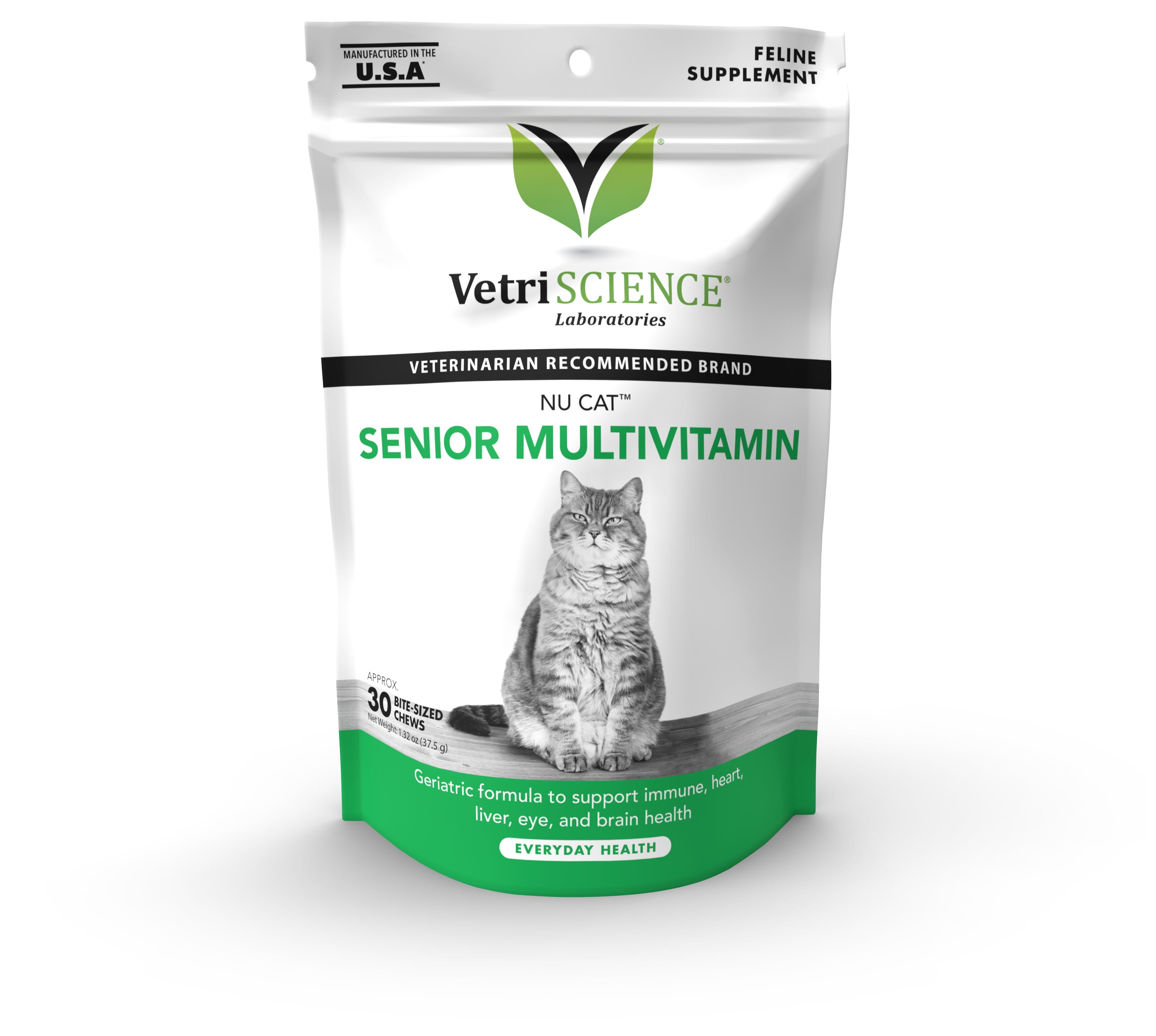 VetriScience 27+Active Health Aging Multivitamin Supplement Chews for Senior Cats Fish, 30 Count Bag