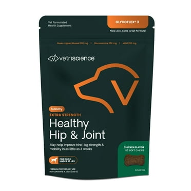 VetriScience Glyco-Flex 3 Hip and Joint Care for Small Dog Chews, 60 Count Bag
