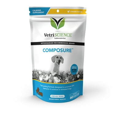 VetriScience Calm & Confident, Anxiety Supplements for Dogs, Chicken Liver, 60 Count Bag